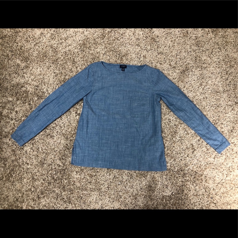 J. Crew buttonless women's denim shirt. Sz: XXS